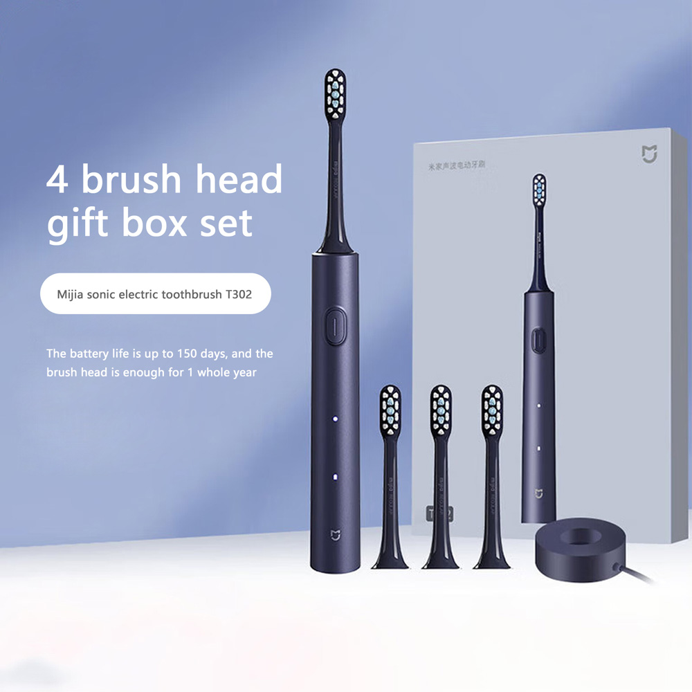 SKU3-1-1000 Mijia Sonic Electric Toothbrush T302 4-Brush Head Set 4 Weeks Double Plaque Removal 4 Clean Tooth Modes