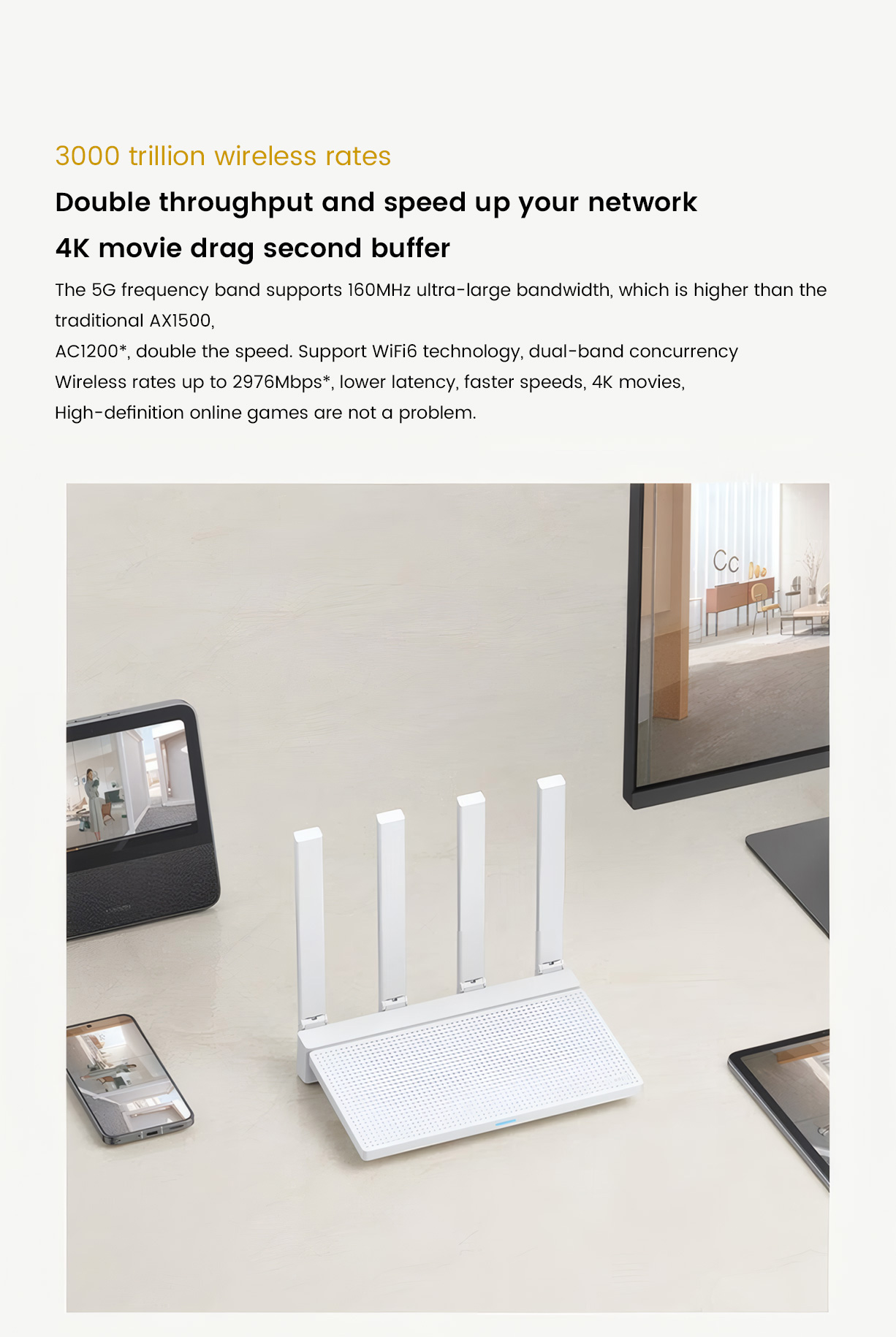 Xiaomi Router Ax3000T Full WiFi 6 Coverage In Multiple Rooms