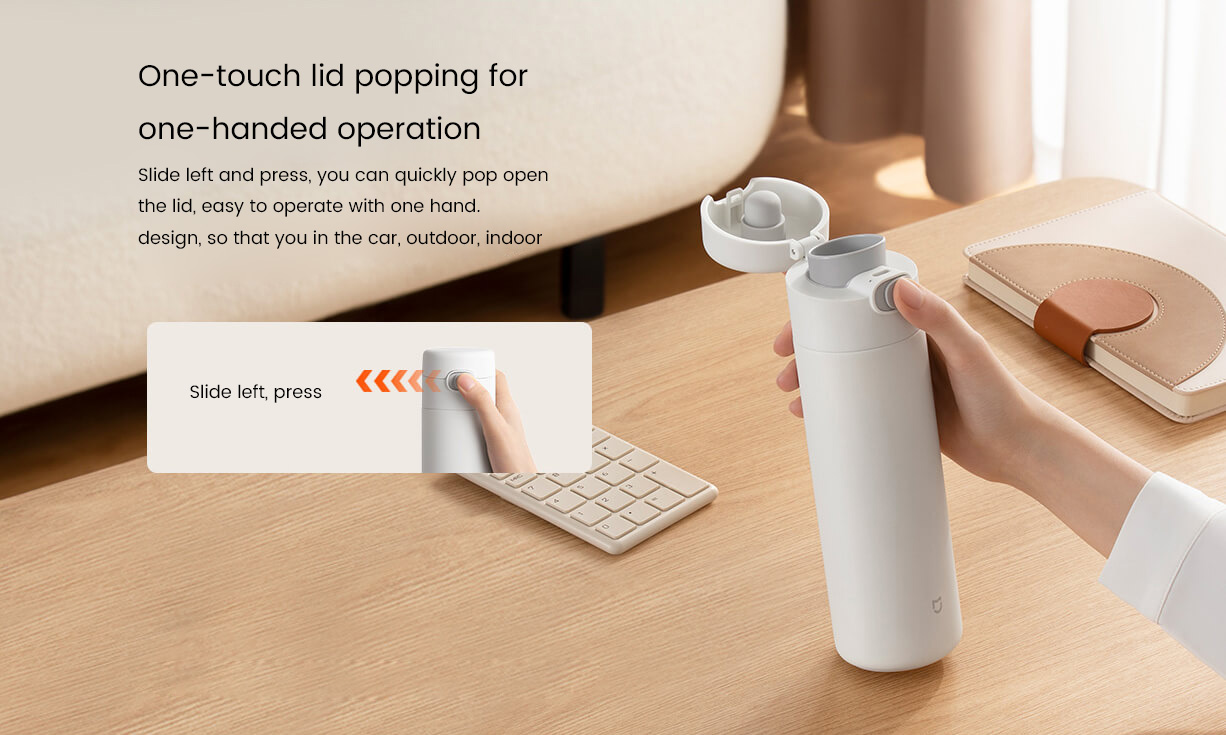 Mijia Pop-Lid Insulated Mug One Button To Open The Lid, Easy To Travel With