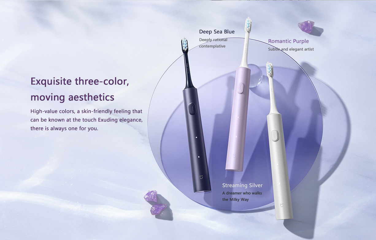 Mijia Sonic Electric Toothbrush T302 4-Brush Head Set 4 Weeks Double Plaque Removal 4 Clean Tooth Modes