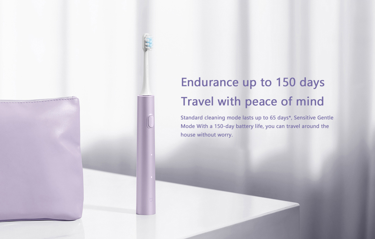 Mijia Sonic Electric Toothbrush T302 4-Brush Head Set 4 Weeks Double Plaque Removal 4 Clean Tooth Modes