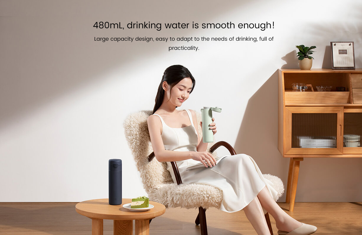 Mijia Pop-Lid Insulated Mug One Button To Open The Lid, Easy To Travel With