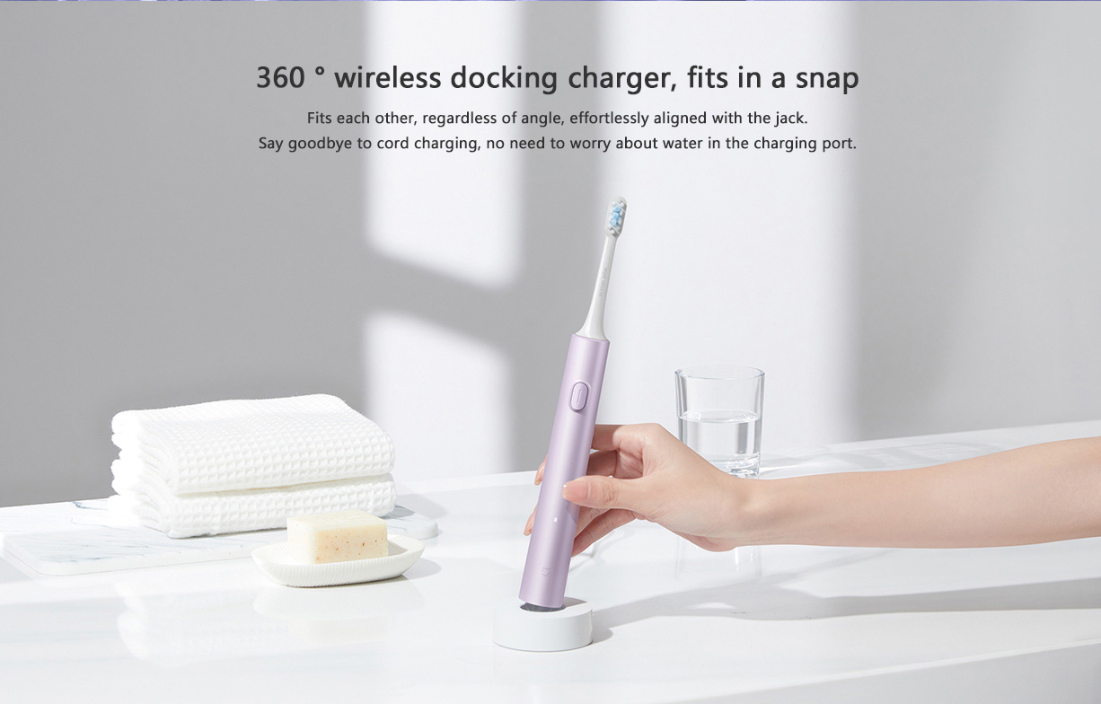 Mijia Sonic Electric Toothbrush T302 4-Brush Head Set 4 Weeks Double Plaque Removal 4 Clean Tooth Modes