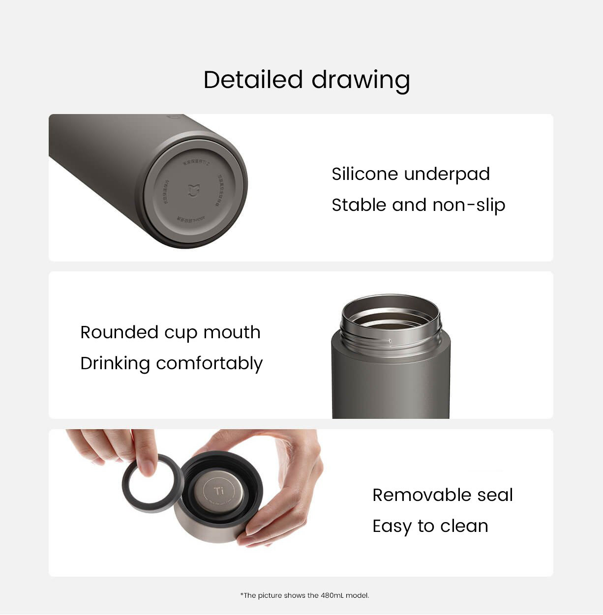 Mijia Thermos Mug Ti 2 350mL & 480mL Titanium Alloy Process