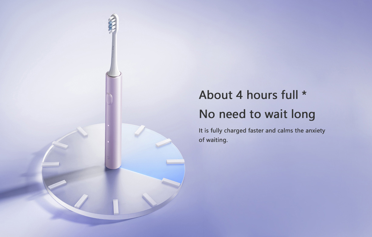 Mijia Sonic Electric Toothbrush T302 4-Brush Head Set 4 Weeks Double Plaque Removal 4 Clean Tooth Modes