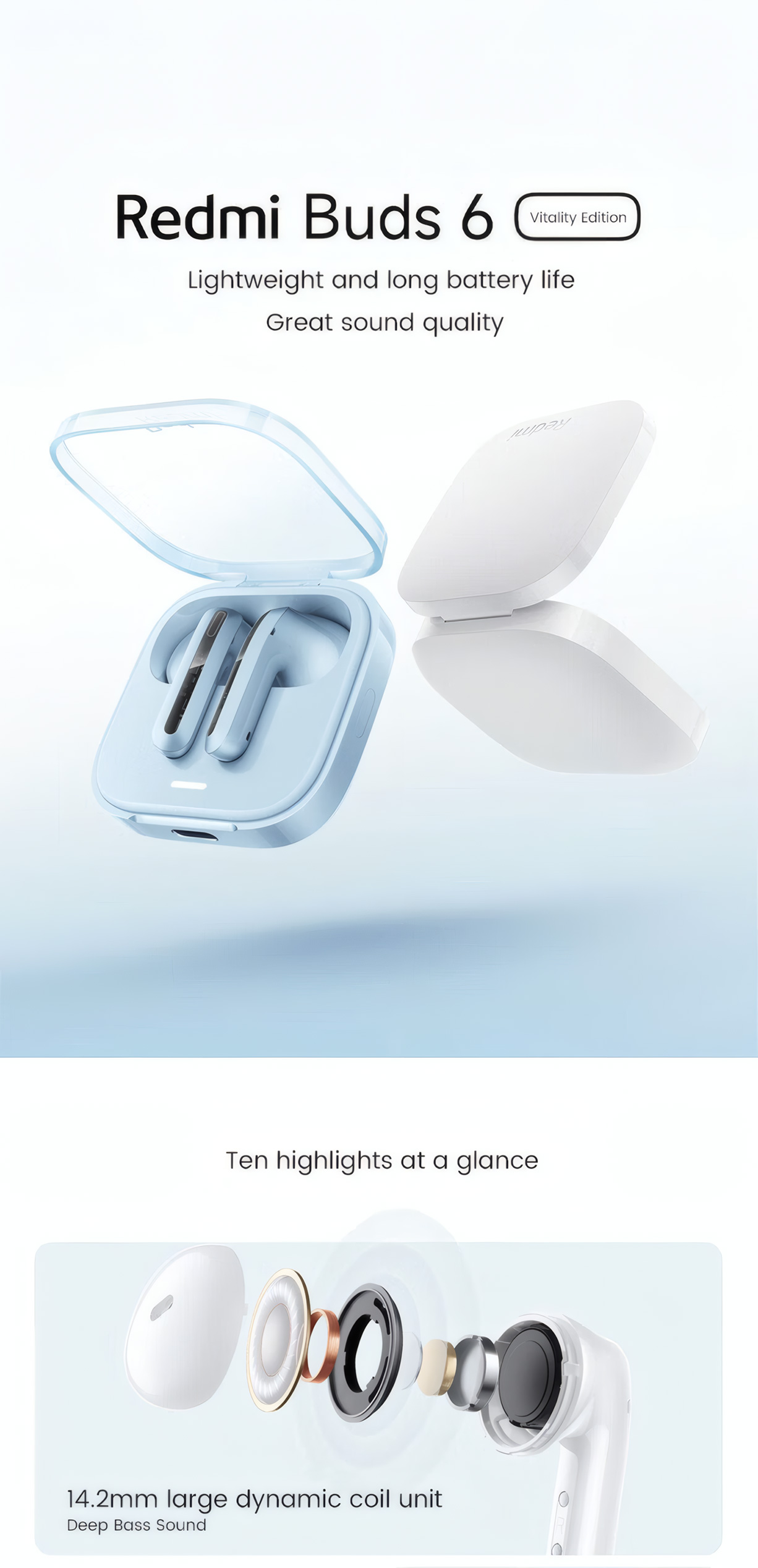 Redmi Buds 6 Vitality Edition Lightweight And Long Battery Life Great Sound Quality