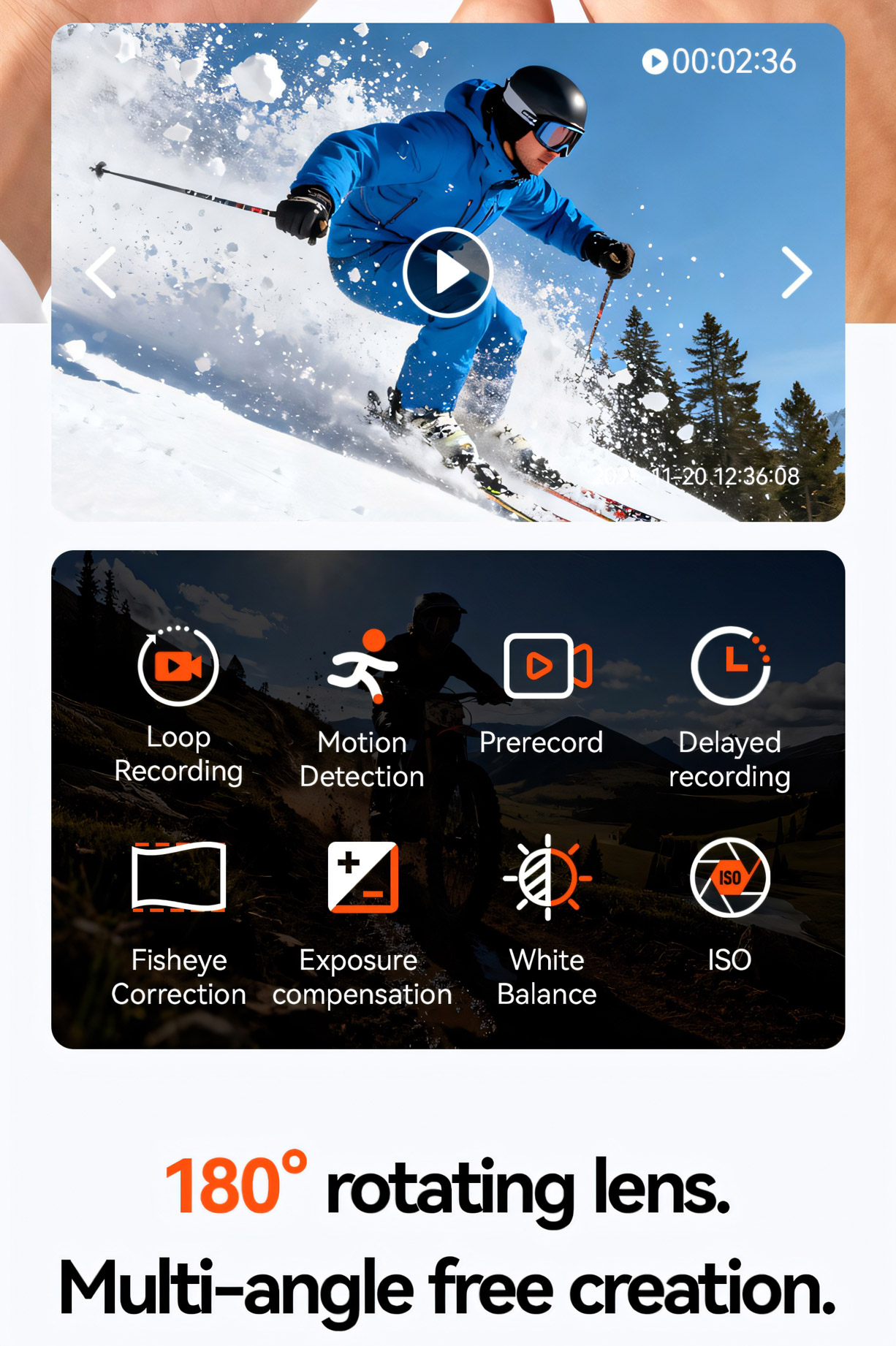 Panoramic Action Camera 2-Inch Touchscreen 5K Video Recording Wi-Fi Transmiss