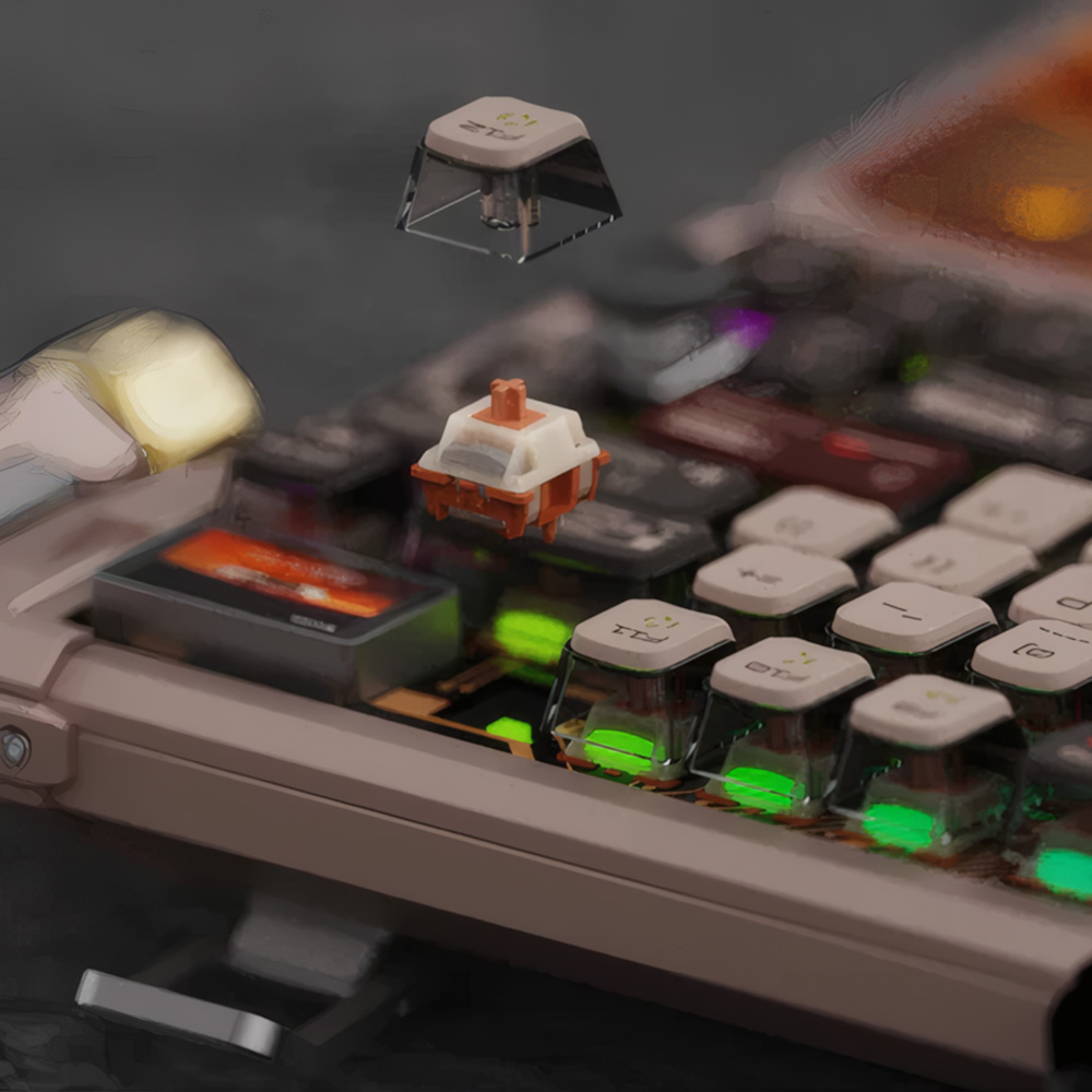 Mars 03 Mechanical Keyboard Reduced Noise Supports Wired And Wireless Hot Swap