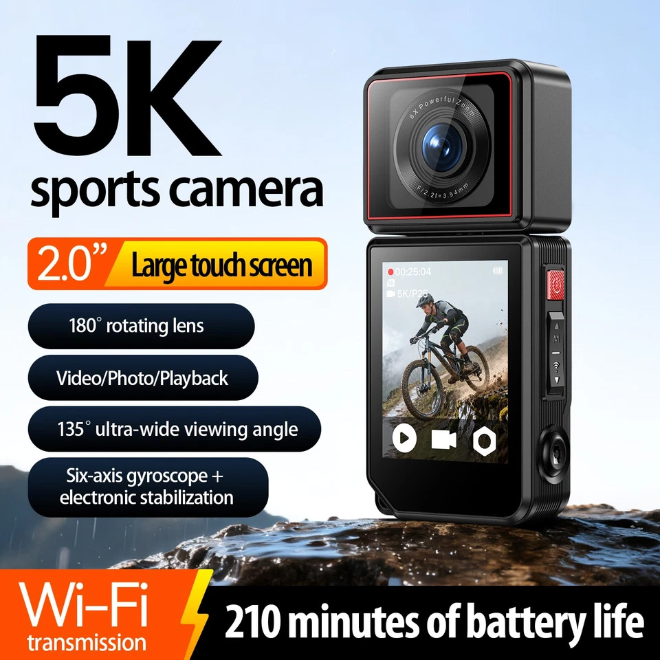 96--02-02_154723_722 Panoramic action camera 2-inch touchscreen 5K video recording Wi-Fi transmiss
