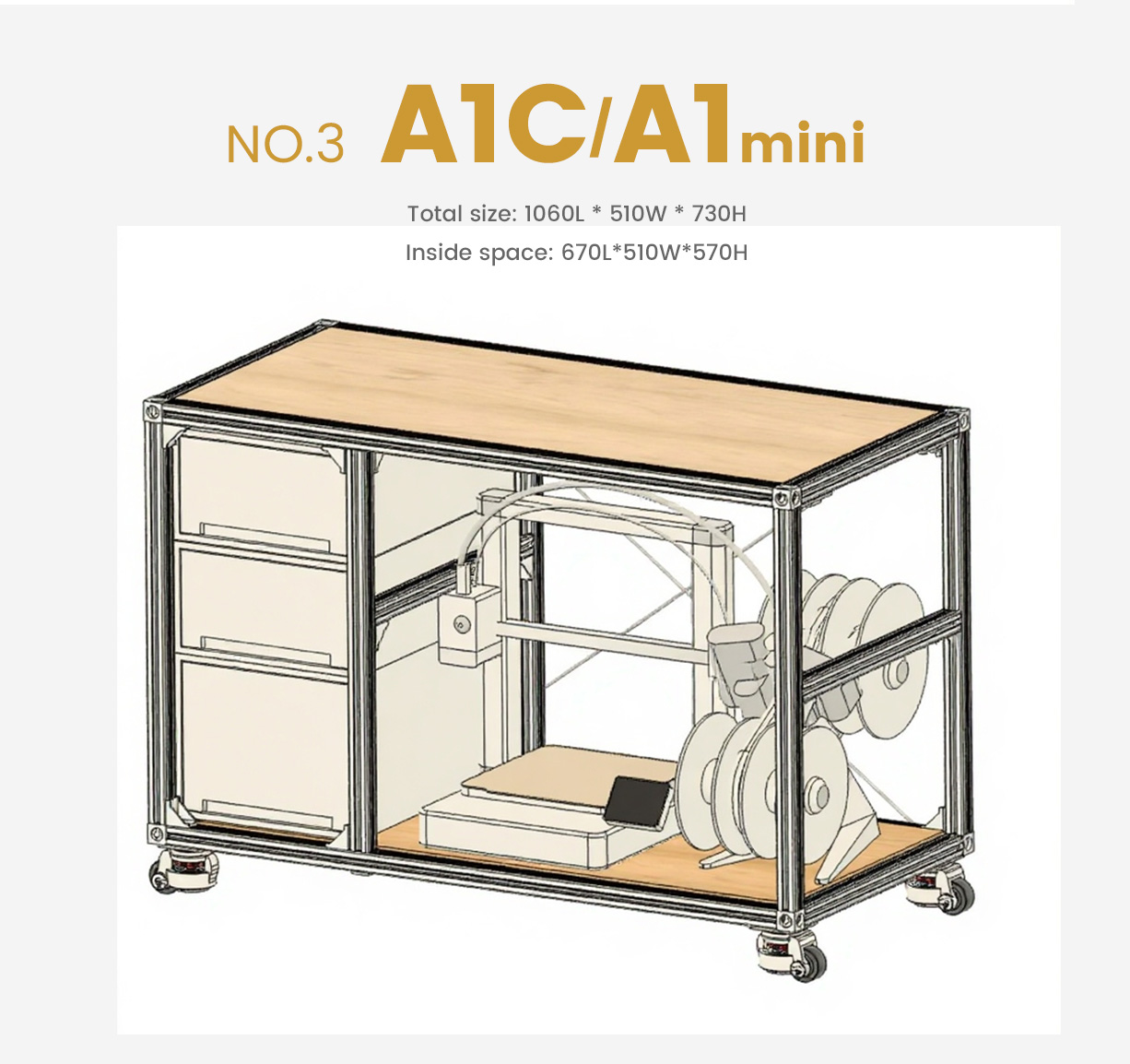 3D Printer Aluminum Profile Workbench, Compatible With All Bambu Lab Printers Customization Available