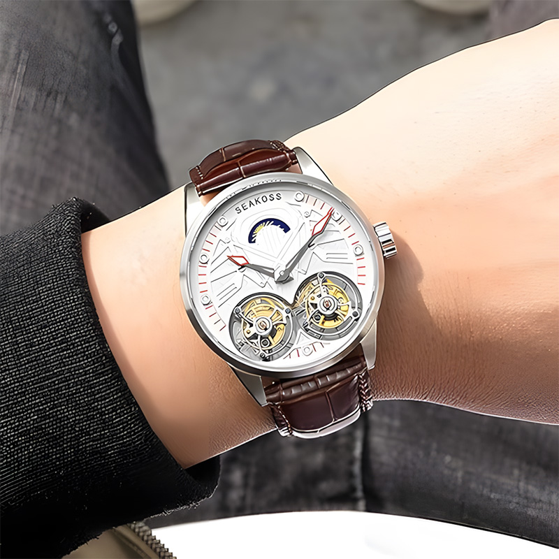 Skeleton Double Tourbillon Mechanical Watch