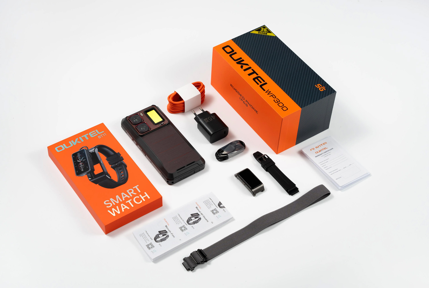 OUKITEL WP300 5G Outdoor Smartphone 36GB+512GB Modulare abnehmbare Uhr Handy NFC