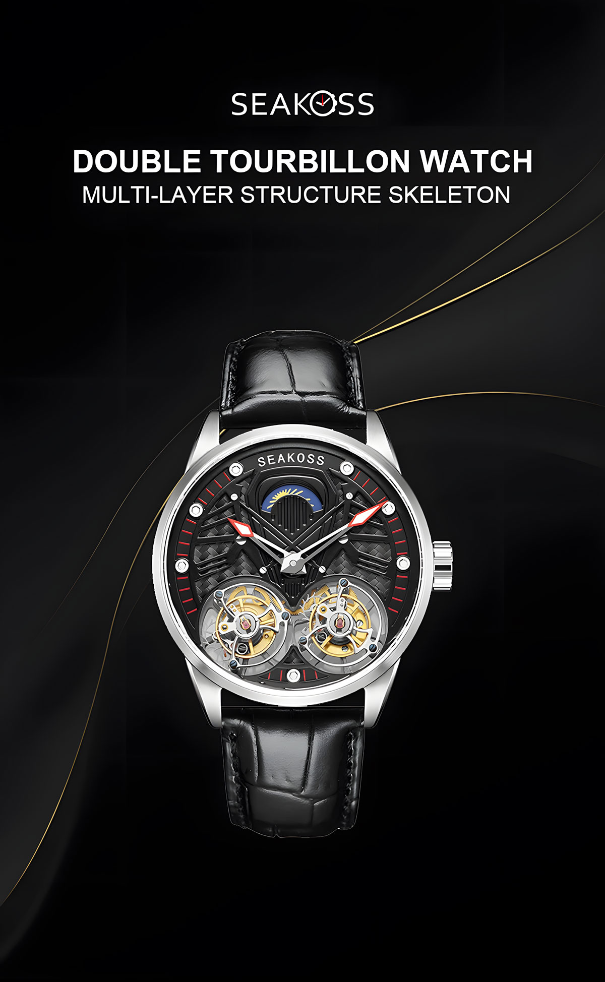 Skeleton Double Tourbillon Mechanical Watch