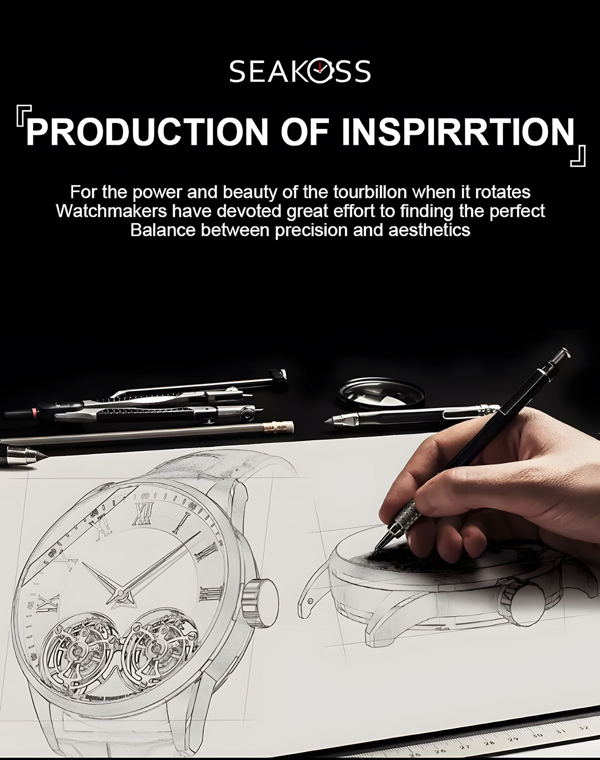 Skeleton Double Tourbillon Mechanical Watch