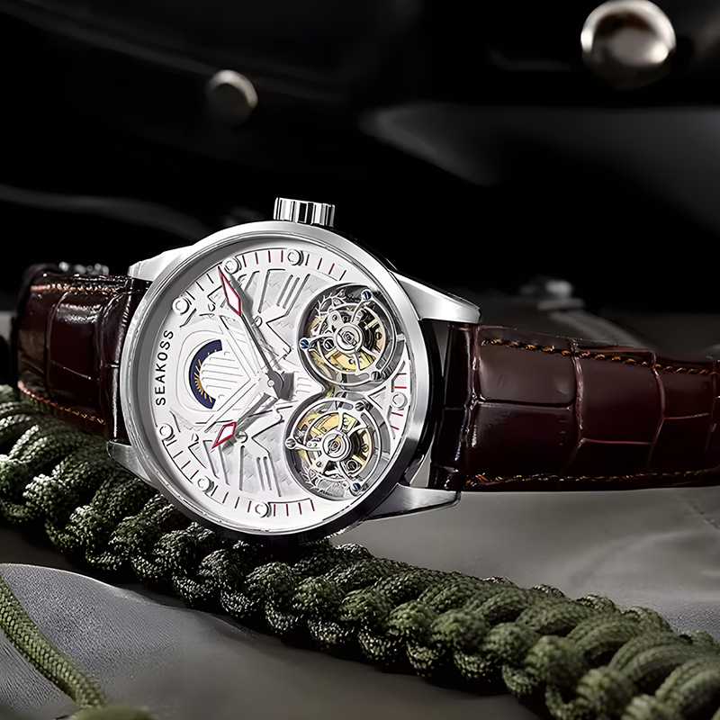 Skeleton Double Tourbillon Mechanical Watch