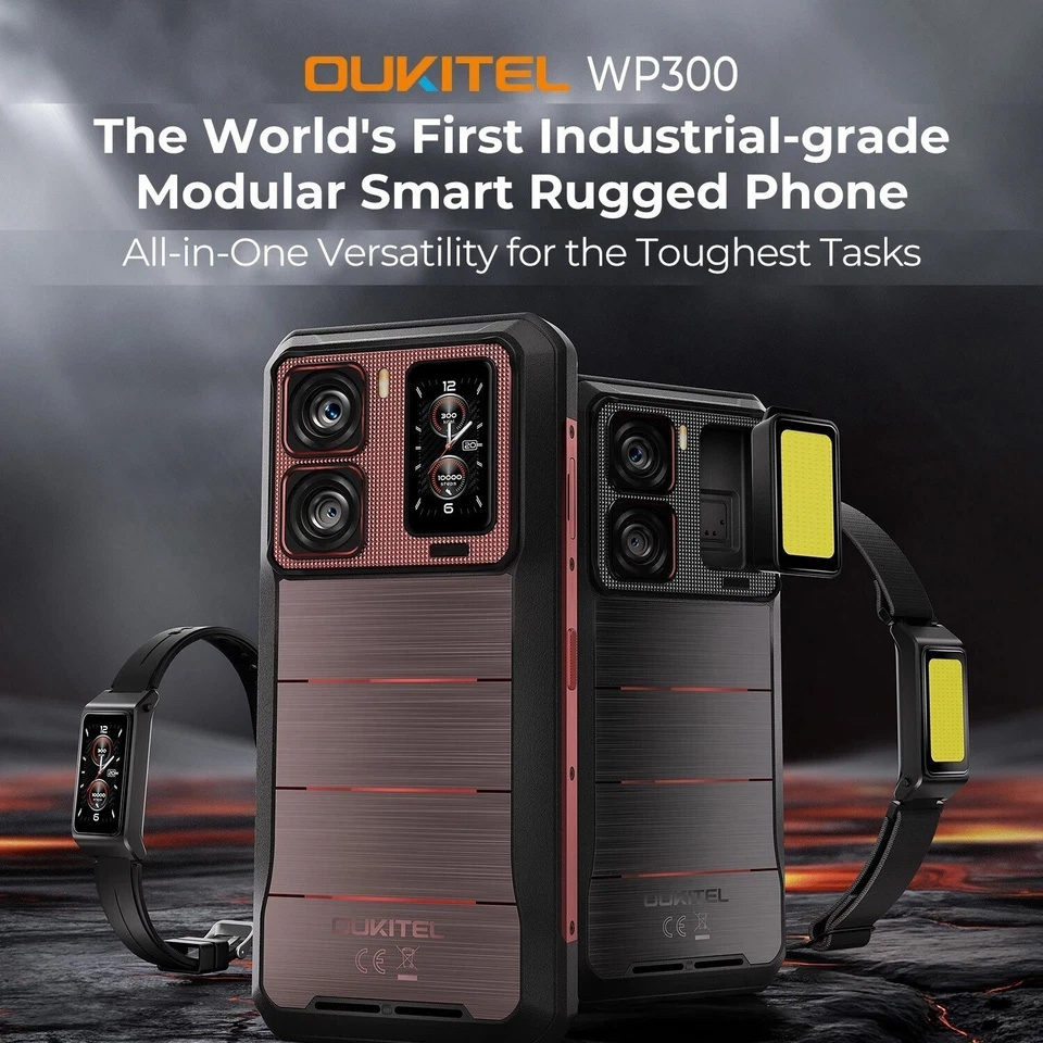 OUKITEL WP300 5G Outdoor Smartphone 36GB+512GB Modulare abnehmbare Uhr Handy NFC