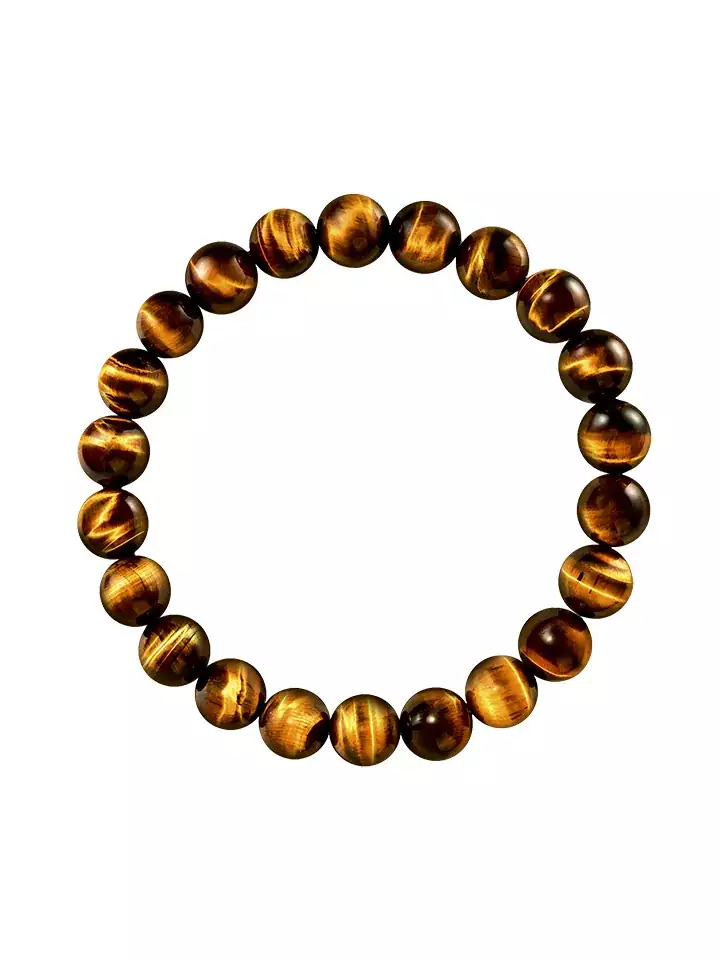 KUZNEY Golden Tiger Eye Sterling Silver Bracelet