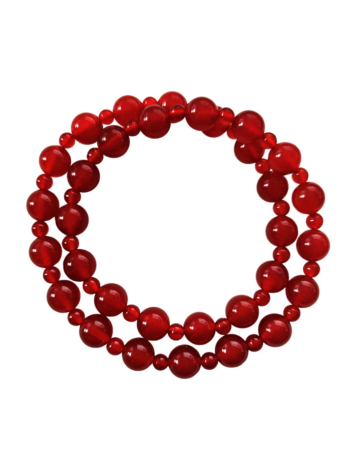 KUZNEY Lucky Red Agate Double Wrap Bracelet