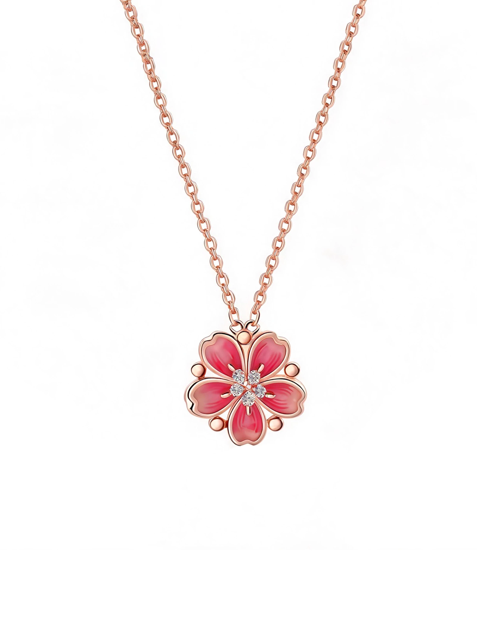 KUZNEY Peach Blossom Necklace 925 silver pendant
