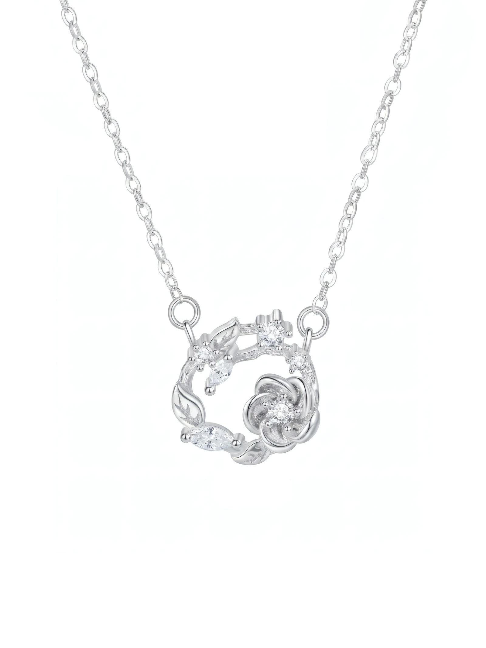 KUZNEY Dazzling Camellia Necklace Pure silver girl pendant birthday gift