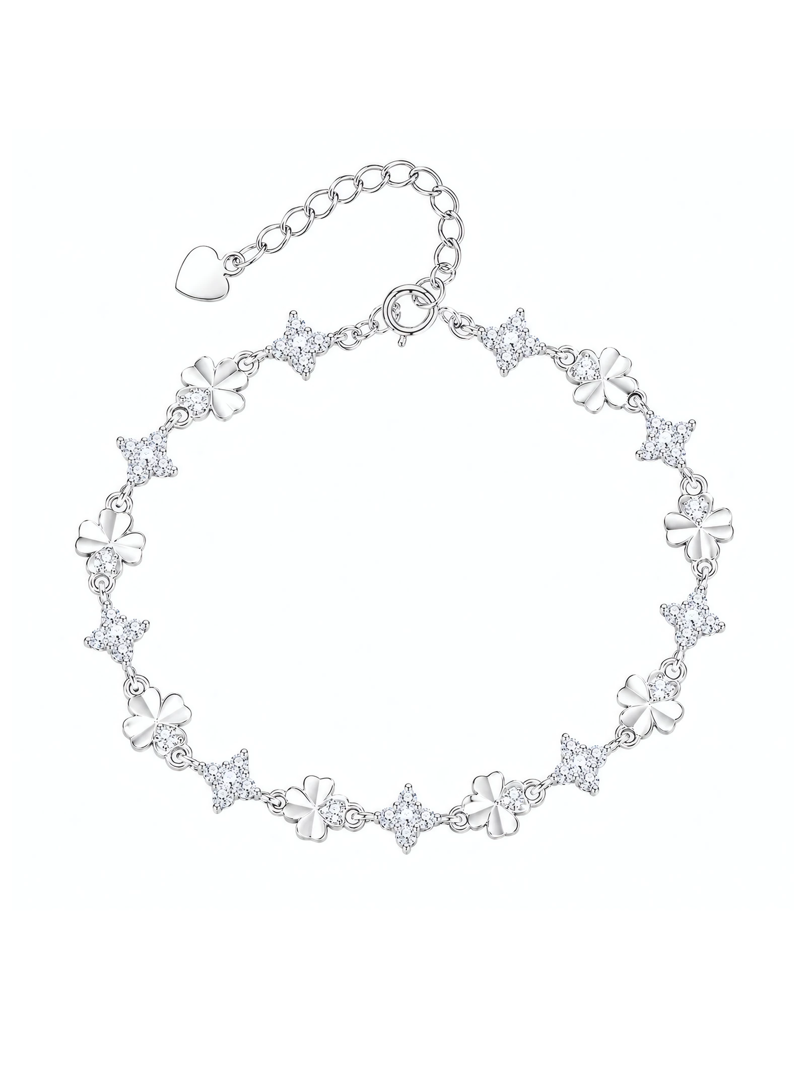 KUZNEY Pure silver lucky four-leaf clover bracelet