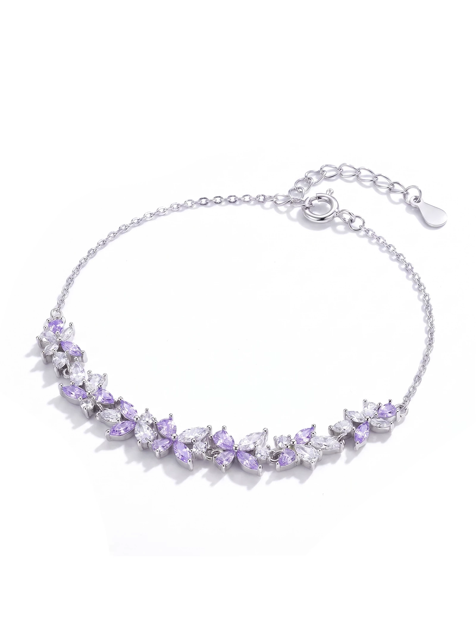 KUZNEY Pure silver wisteria flower bracelet Raw white gifts