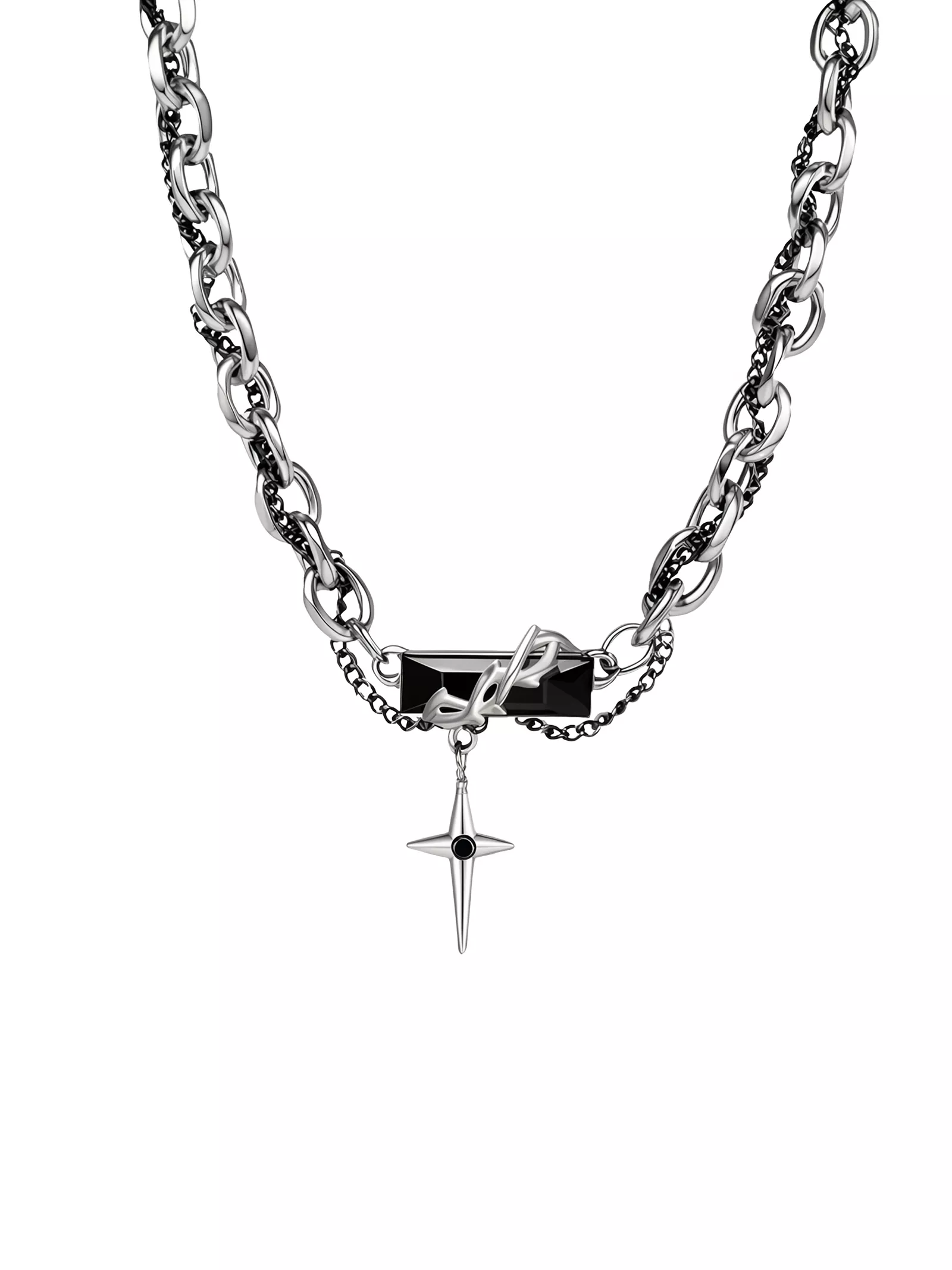 KUZNEY Gemstone Starburst Necklace Trends entwine with the Cuban chain