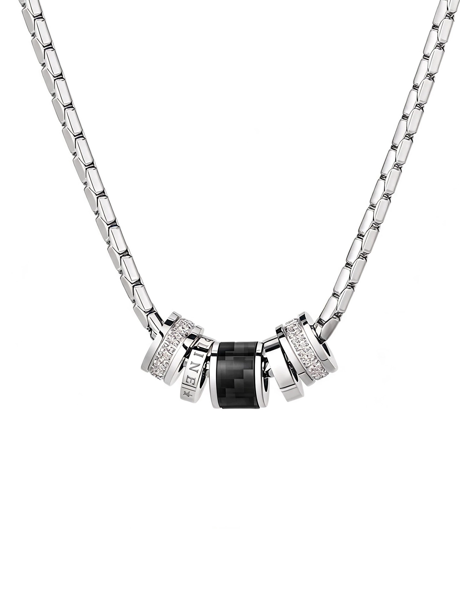 KUZNEY Multi-ring charm necklace for men - exudes a sense of sophistication and luxury