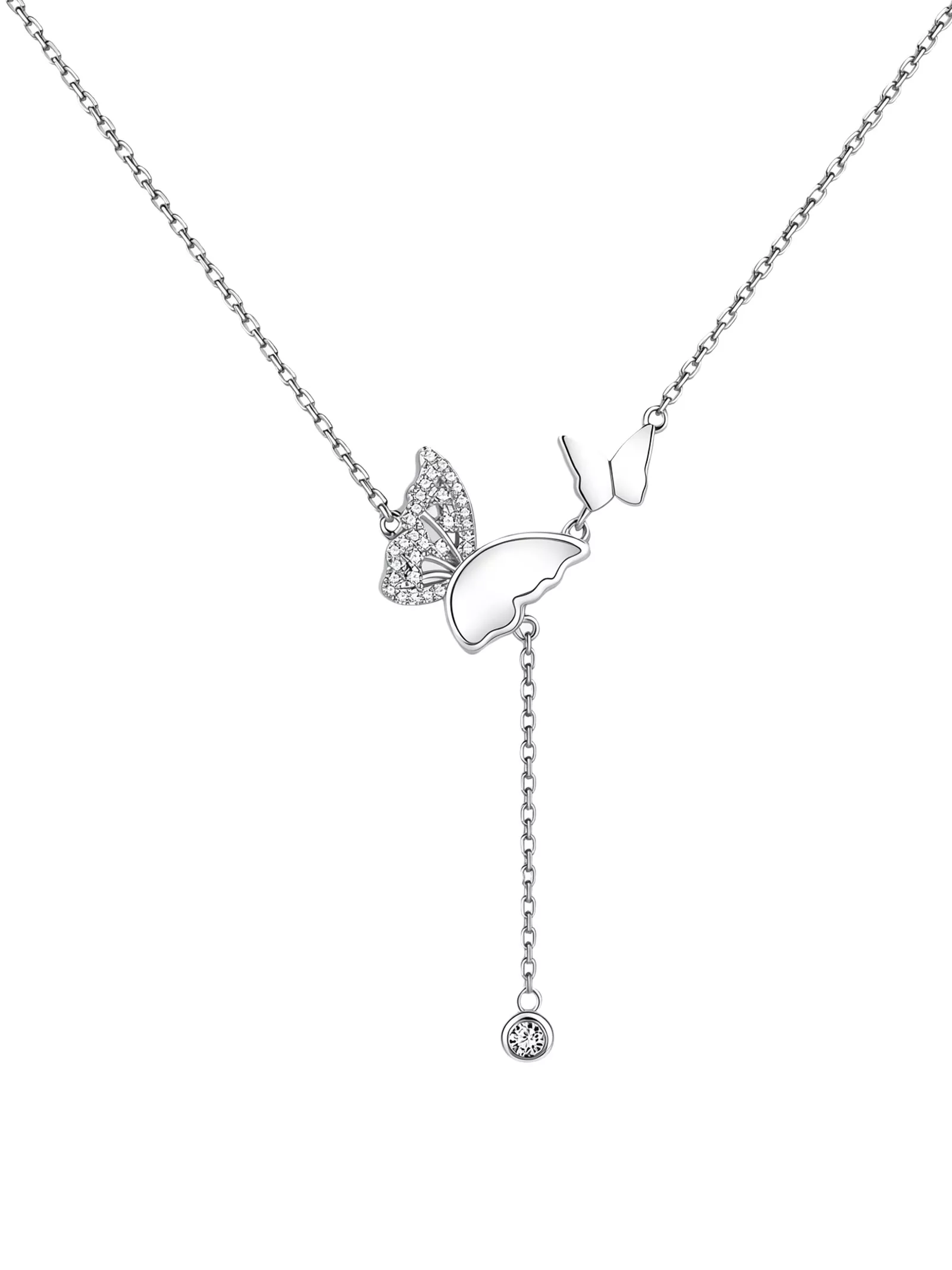 KUZNEY Dancing Butterfly Light Shadow Necklace Calamus S925 Silver